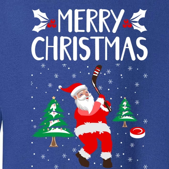 Merry Christmas Santa Ice Hockey Player Funny Hockey Game Gift Toddler Sweatshirt