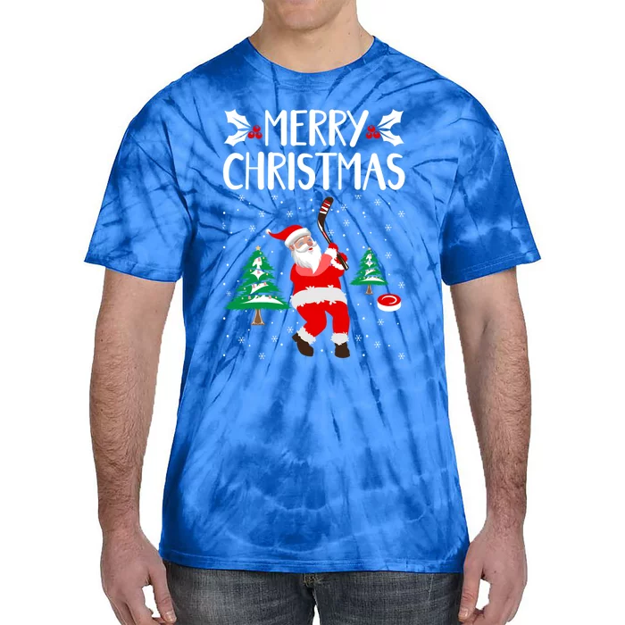 Merry Christmas Santa Ice Hockey Player Funny Hockey Game Gift Tie-Dye T-Shirt