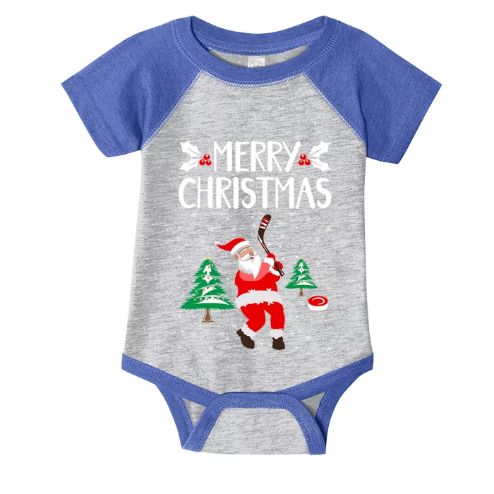 Merry Christmas Santa Ice Hockey Player Funny Hockey Game Gift Infant Baby Jersey Bodysuit