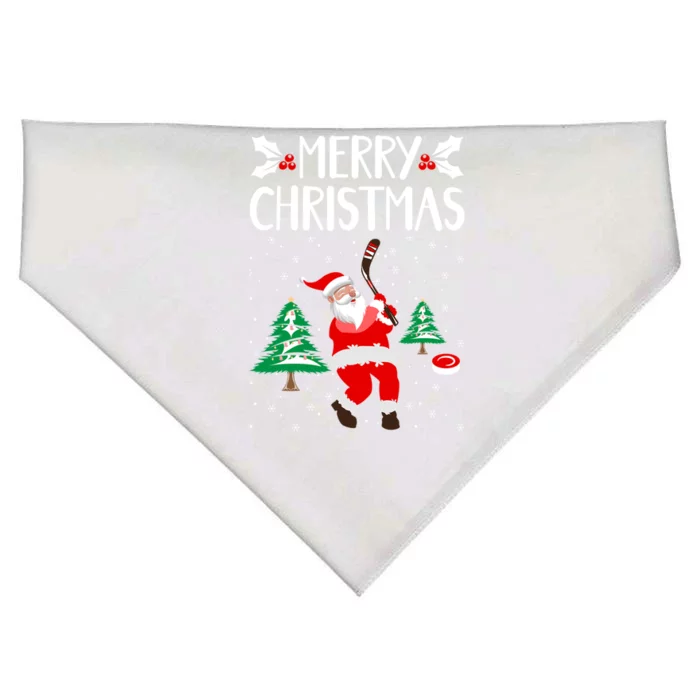 Merry Christmas Santa Ice Hockey Player Funny Hockey Game Gift USA-Made Doggie Bandana