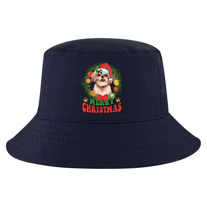 Merry Christmas Shih Tzu Santa Hat Dog Lovers Ugly Sweater Cool Comfort Performance Bucket Hat