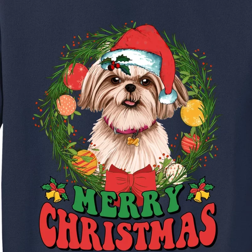 Merry Christmas Shih Tzu Santa Hat Dog Lovers Ugly Sweater Sweatshirt