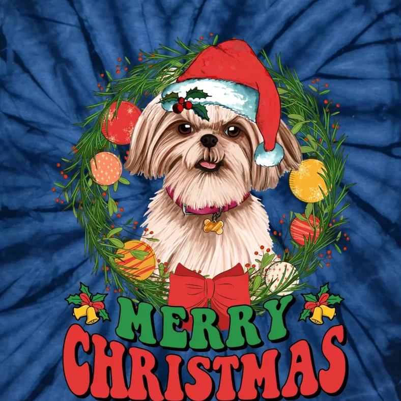 Merry Christmas Shih Tzu Santa Hat Dog Lovers Ugly Sweater Tie-Dye T-Shirt