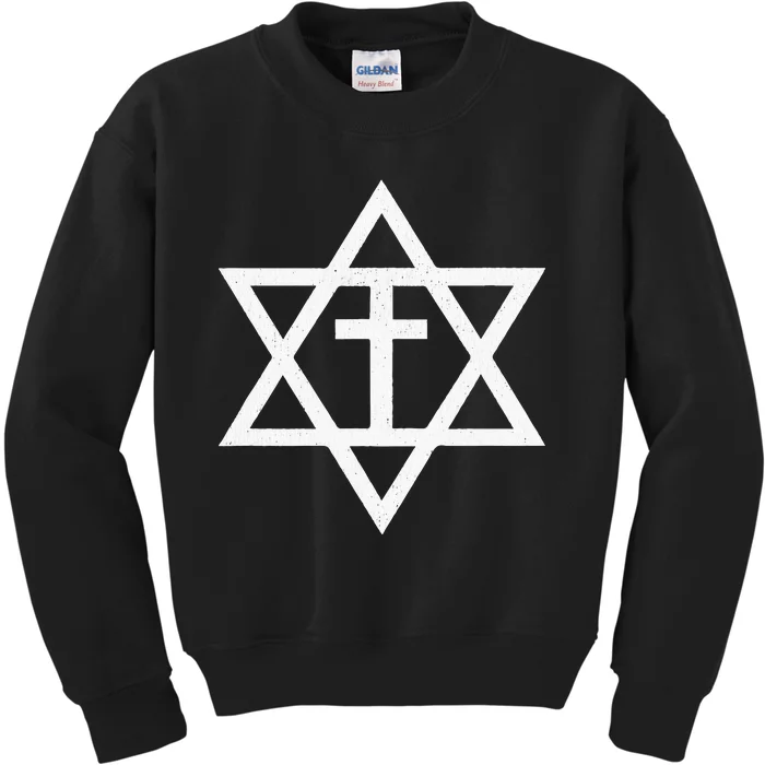 Messianic Cross Star Of David Kids Sweatshirt