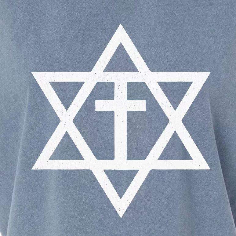 Messianic Cross Star Of David Garment-Dyed Women's Muscle Tee