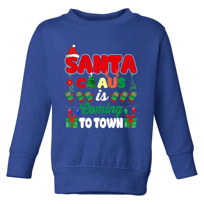 Merry Christmas Santa Claus Coming To Town Retro Xmas Lights Meaningful Gift Toddler Sweatshirt