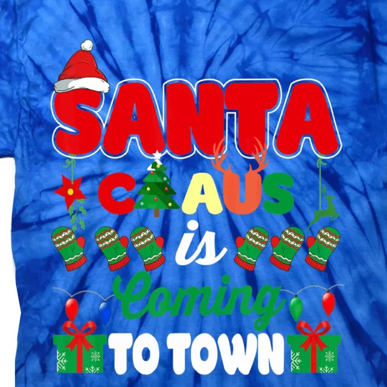 Merry Christmas Santa Claus Coming To Town Retro Xmas Lights Meaningful Gift Tie-Dye T-Shirt