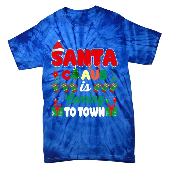 Merry Christmas Santa Claus Coming To Town Retro Xmas Lights Meaningful Gift Tie-Dye T-Shirt