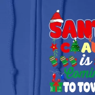 Merry Christmas Santa Claus Coming To Town Retro Xmas Lights Meaningful Gift Full Zip Hoodie