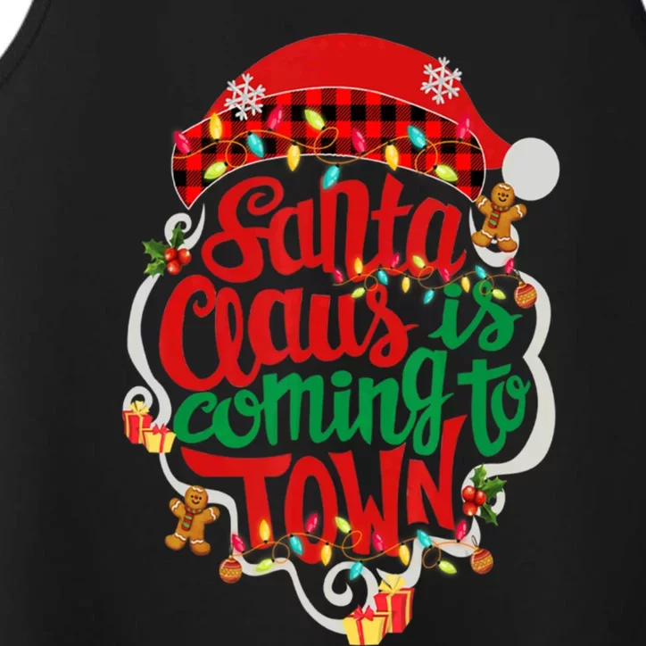 Merry Christmas Santa Claus Is Coming Funny Gingerbread Xmas Gift Performance Tank