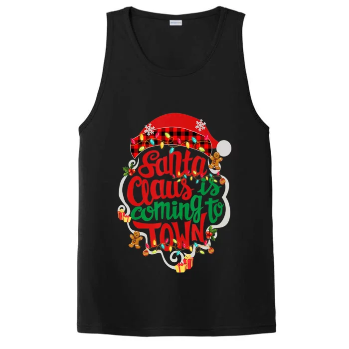 Merry Christmas Santa Claus Is Coming Funny Gingerbread Xmas Gift Performance Tank