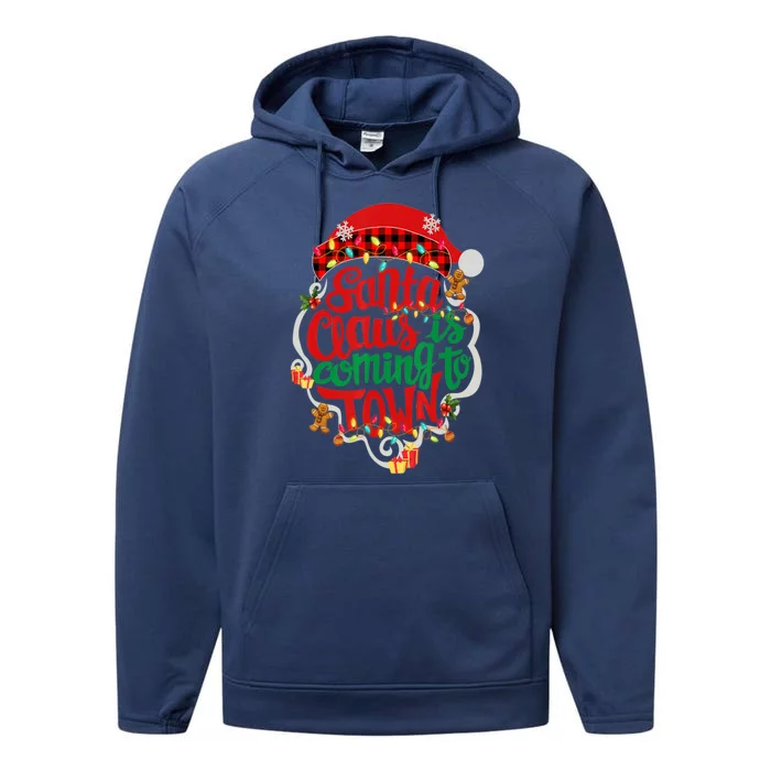 Merry Christmas Santa Claus Is Coming Funny Gingerbread Xmas Gift Performance Fleece Hoodie