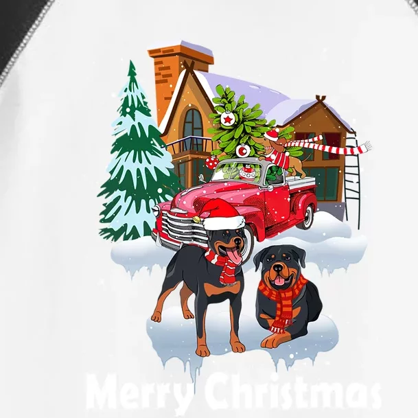 Merry Christmas Santa Rottweiler Dog Christmas Truck Gift Toddler Fine Jersey T-Shirt