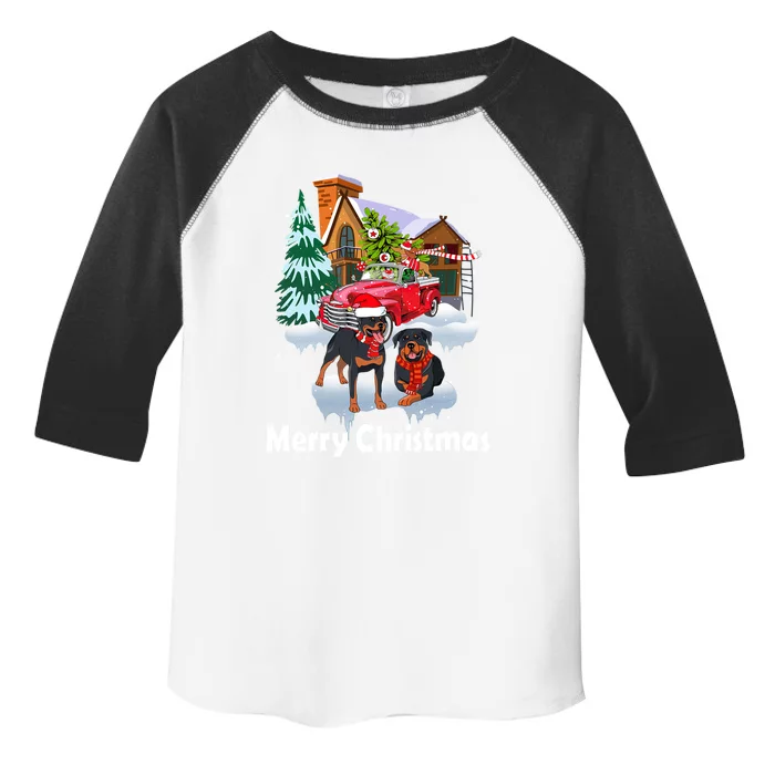 Merry Christmas Santa Rottweiler Dog Christmas Truck Gift Toddler Fine Jersey T-Shirt