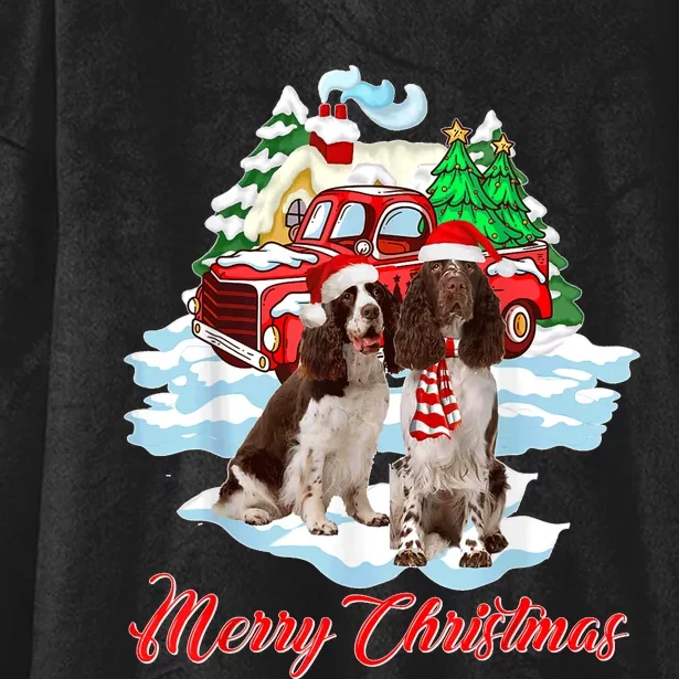 Merry Christmas Santa English Springer Spaniel Dog Xmas Hooded Wearable Blanket