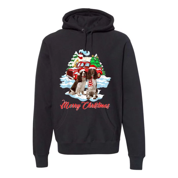 Merry Christmas Santa English Springer Spaniel Dog Xmas Premium Hoodie