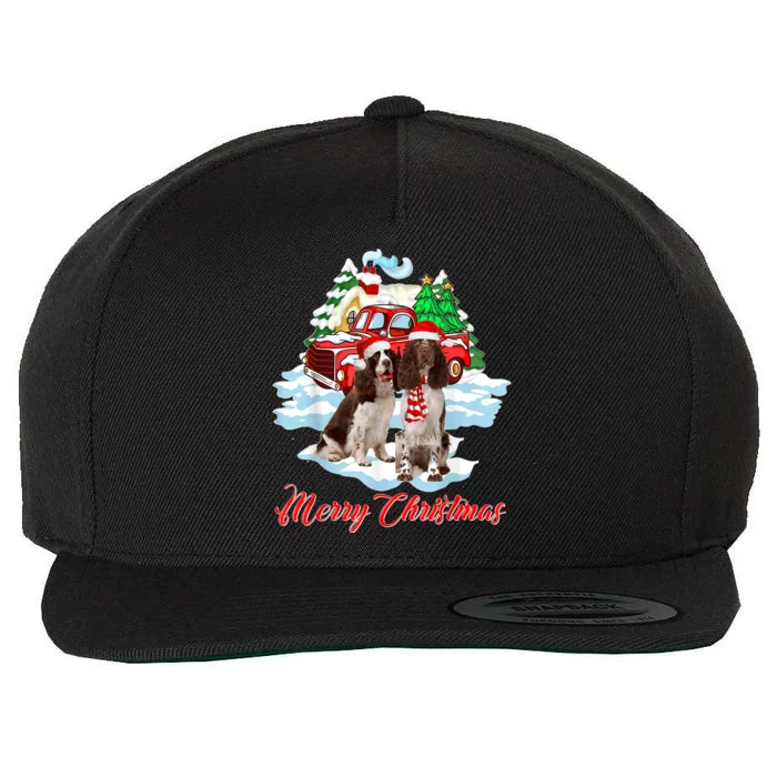 Merry Christmas Santa English Springer Spaniel Dog Xmas Wool Snapback Cap