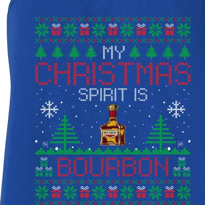 My Christmas Spirit Is Bourbon Bourbon Ugly Christmas Gift Women's Racerback Tank