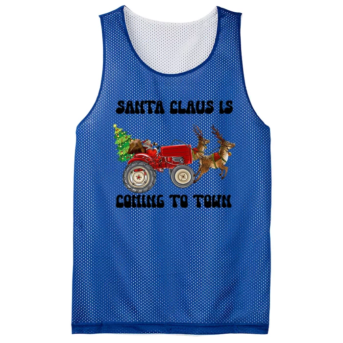 Merry Christmas Santa Claus Is Coming Tractor Xmas Reindeer Gift Mesh Reversible Basketball Jersey Tank