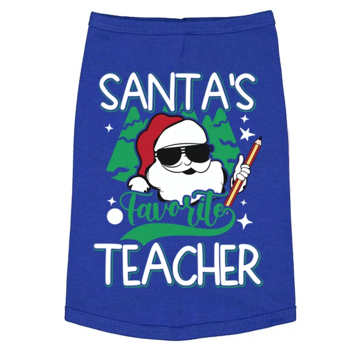 Merry Christmas SantaS Favorite Teacher Cute Gift Doggie Tank