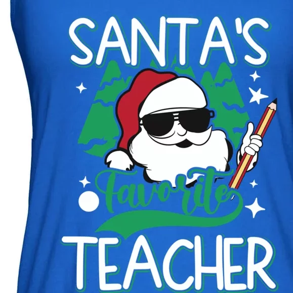 Merry Christmas SantaS Favorite Teacher Cute Gift Ladies Essential Flowy Tank