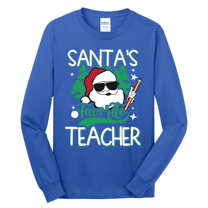 Merry Christmas SantaS Favorite Teacher Cute Gift Tall Long Sleeve T-Shirt