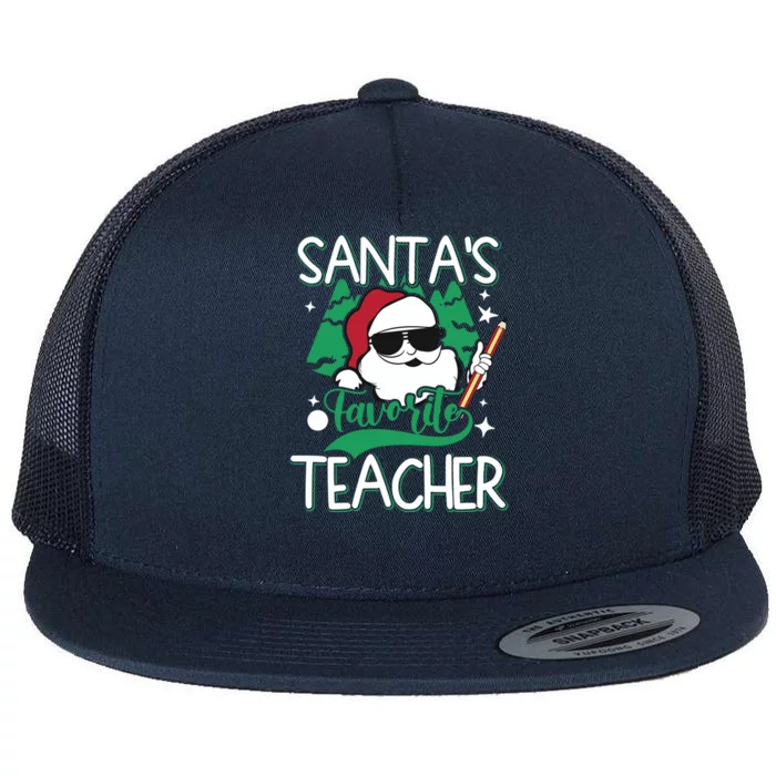 Merry Christmas SantaS Favorite Teacher Cute Gift Flat Bill Trucker Hat