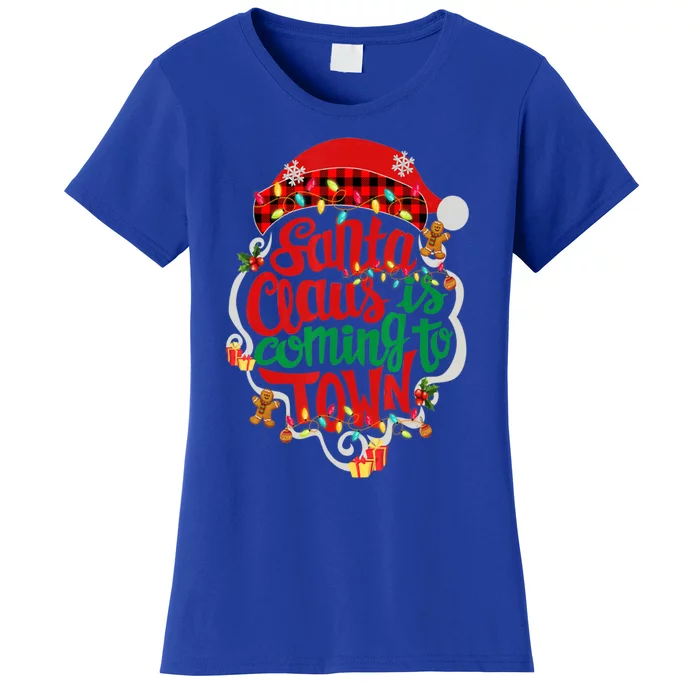 Merry Christmas Santa Claus Is Coming Funny Gingerbread Xmas Gift Women's T-Shirt