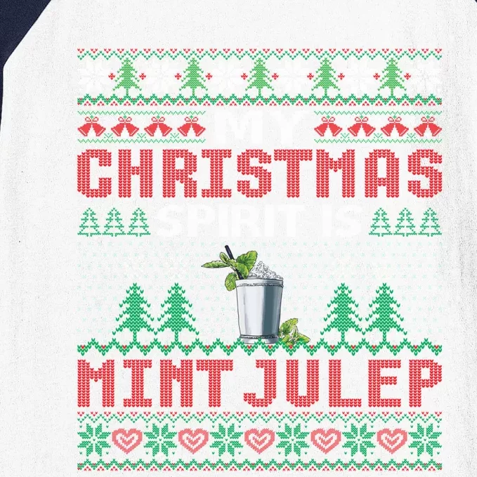 My Christmas Spirit Is Mint Julep Funny Cocktail Christmas Gift Baseball Sleeve Shirt