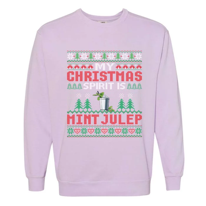 My Christmas Spirit Is Mint Julep Funny Cocktail Christmas Gift Garment-Dyed Sweatshirt