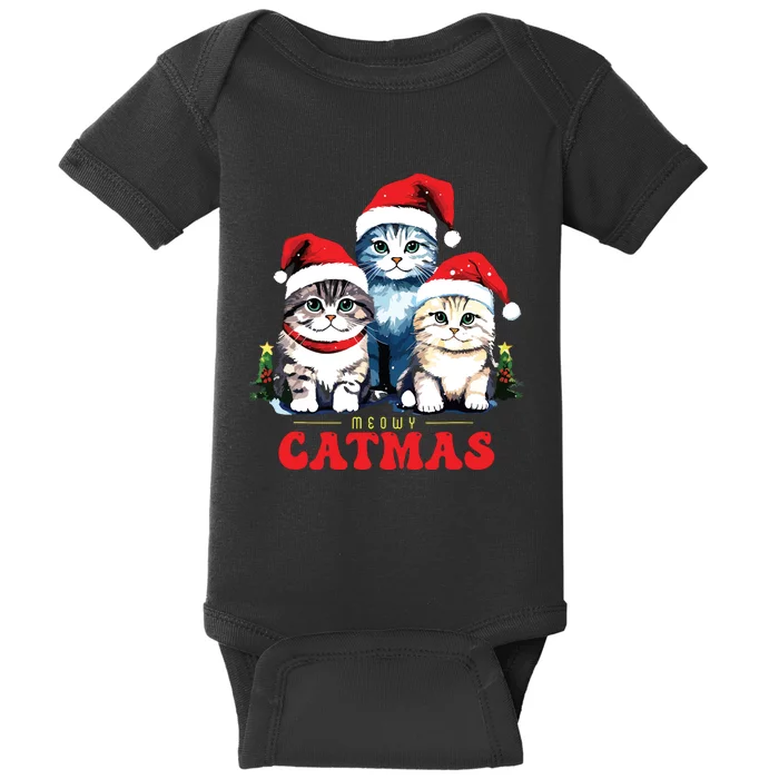 Meowy Catmas Sweater Christmad Meowy Christmas Cat Christmas Baby Bodysuit