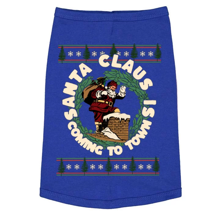 Merry Christmas Santa Claus Is Coming Funny Ugly Xmas Retro Gift Doggie Tank