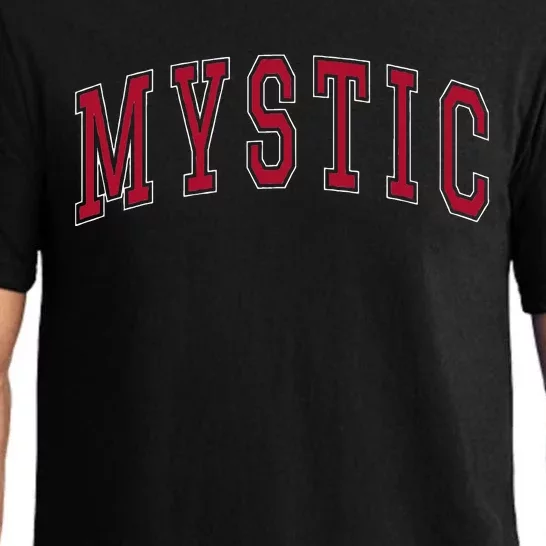 Mystic Connecticut Souvenir College Style Red Text Pajama Set