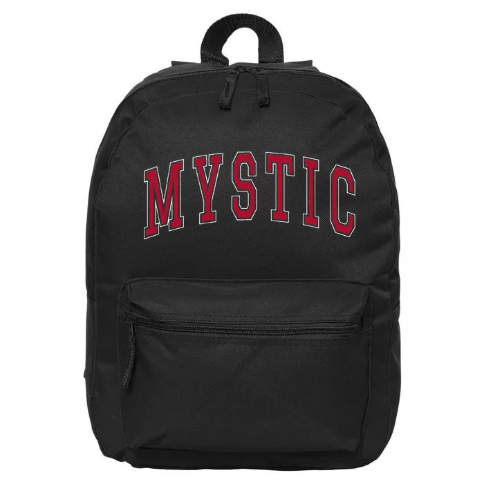 Mystic Connecticut Souvenir College Style Red Text 16 in Basic Backpack