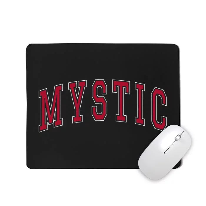 Mystic Connecticut Souvenir College Style Red Text Mousepad