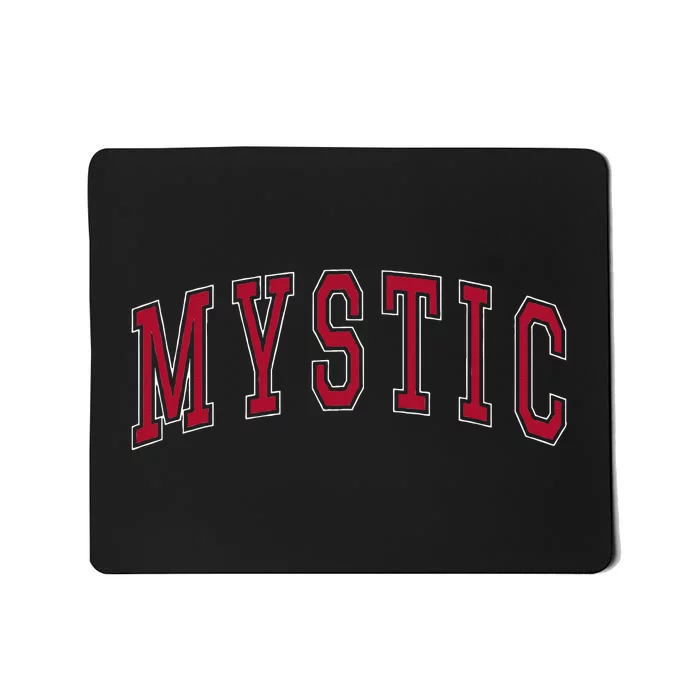 Mystic Connecticut Souvenir College Style Red Text Mousepad