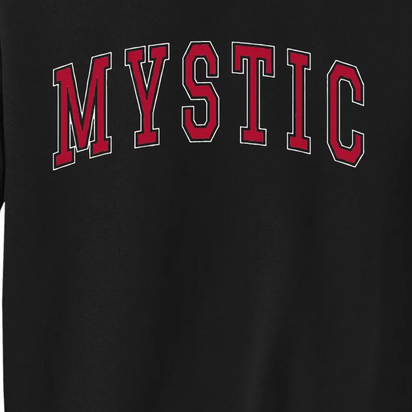 Mystic Connecticut Souvenir College Style Red Text Tall Sweatshirt