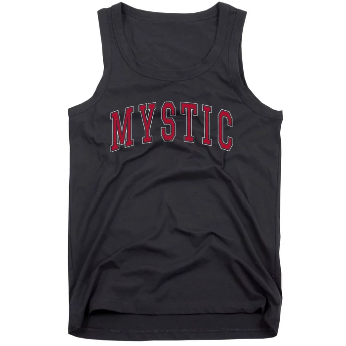 Mystic Connecticut Souvenir College Style Red Text Tank Top