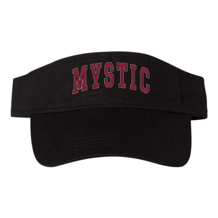 Mystic Connecticut Souvenir College Style Red Text Valucap Bio-Washed Visor