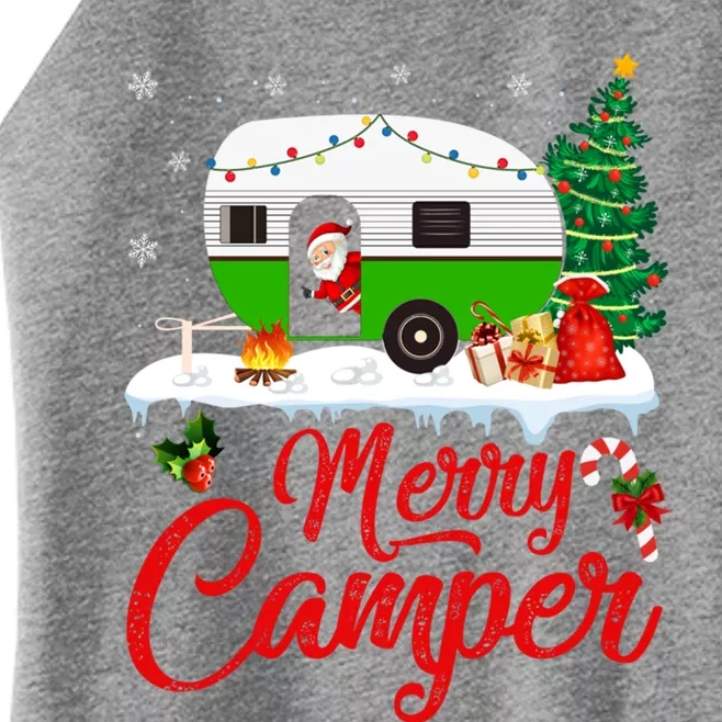 Merry Camper Santa Camping Funny Rv Camper Christmas Gift Women’s Perfect Tri Rocker Tank