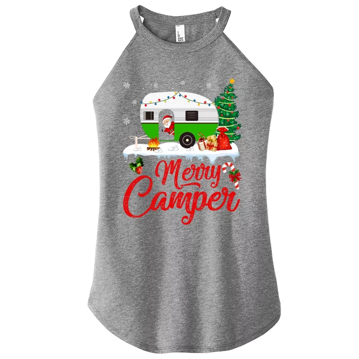 Merry Camper Santa Camping Funny Rv Camper Christmas Gift Women’s Perfect Tri Rocker Tank