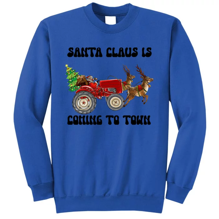 Merry Christmas Santa Claus Is Coming Tractor Xmas Reindeer Cool Gift Sweatshirt