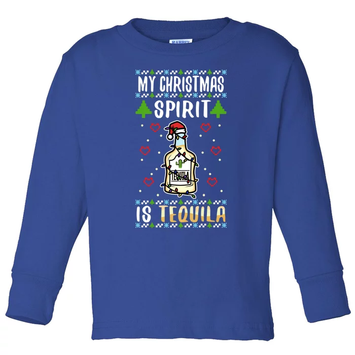 My Christmas Spirit Is Tequila Gift Toddler Long Sleeve Shirt