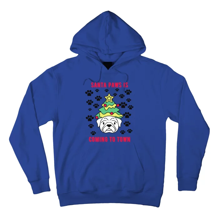 Merry Christmas Santa Paws Coming Funny Dog Xmas Tree Lights Gift Hoodie