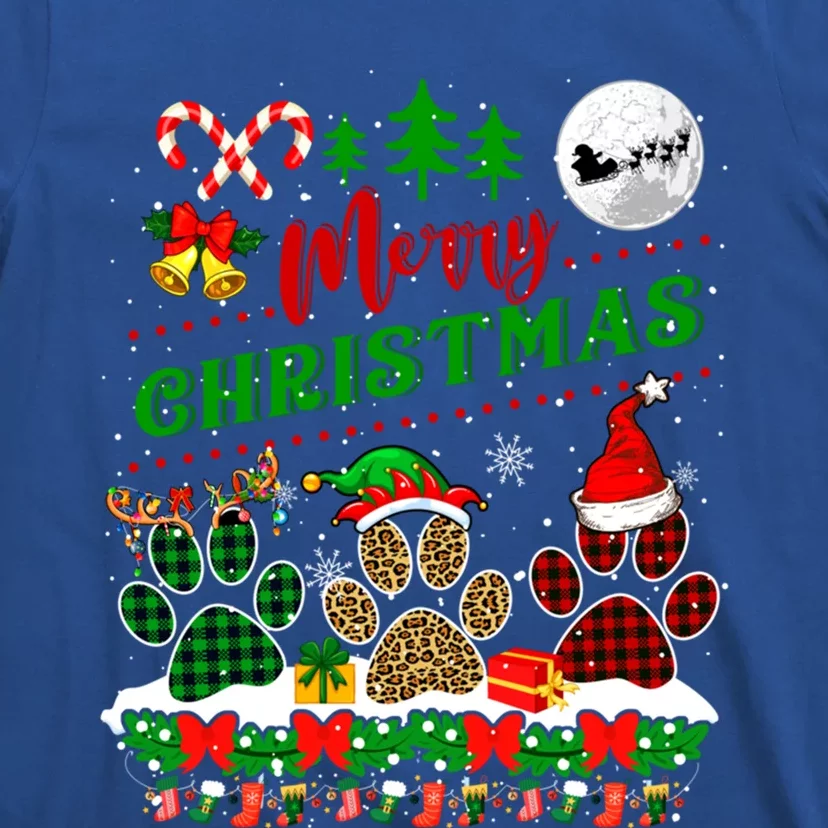 Merry Christmas Santa Reindeer Elf Dog Paws Funny Family Meaningful Gift T-Shirt