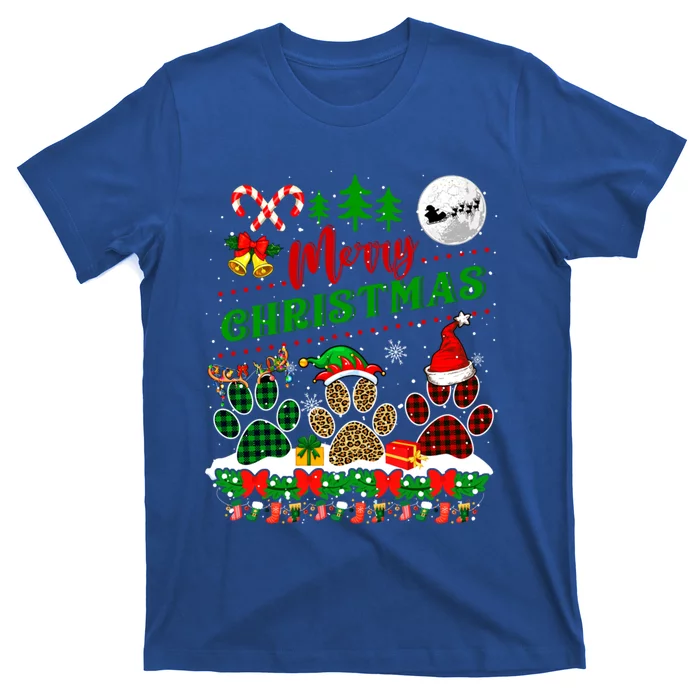 Merry Christmas Santa Reindeer Elf Dog Paws Funny Family Meaningful Gift T-Shirt