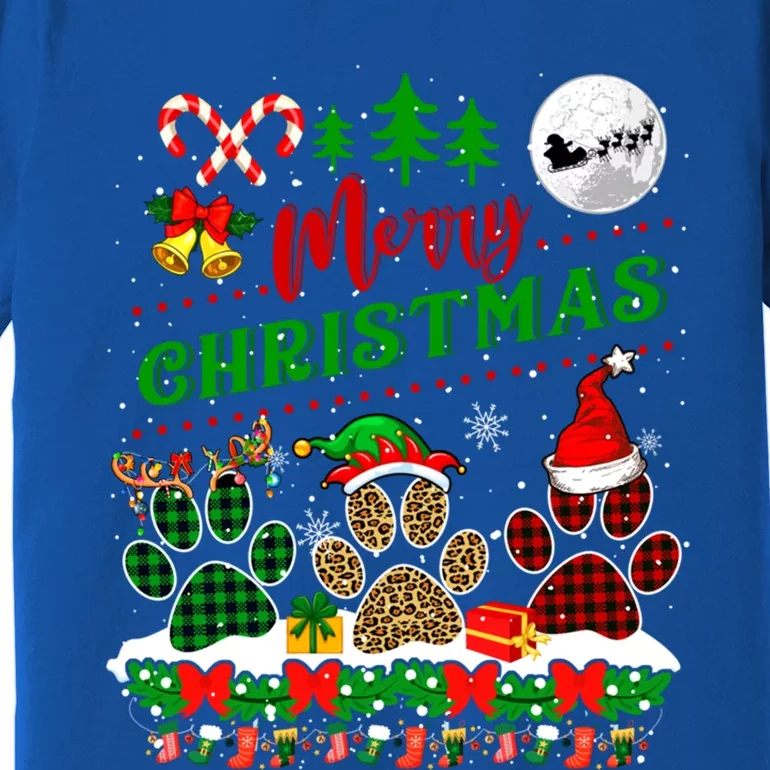 Merry Christmas Santa Reindeer Elf Dog Paws Funny Family Meaningful Gift Premium T-Shirt