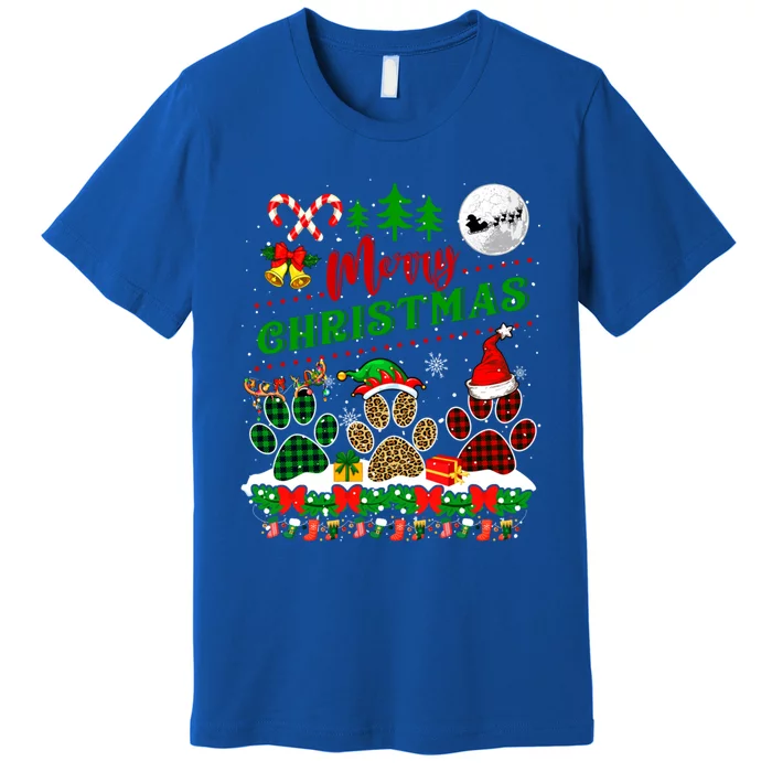 Merry Christmas Santa Reindeer Elf Dog Paws Funny Family Meaningful Gift Premium T-Shirt