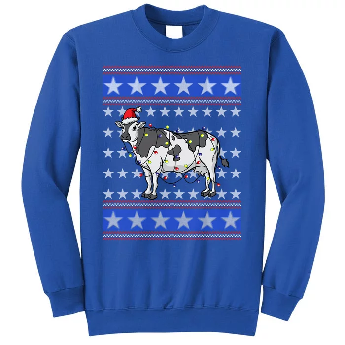 Milk Cow Santa Usa Flag Ugly Christmas Dairy Farmer Great Gift Tall Sweatshirt