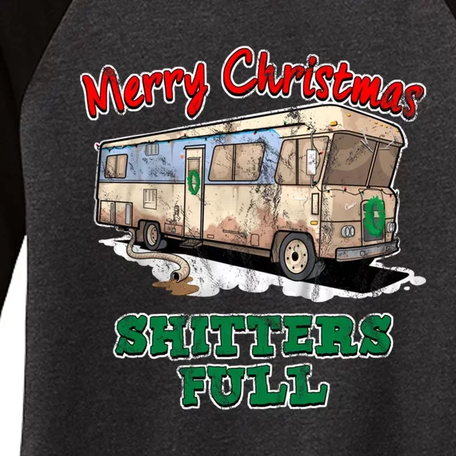 Christmas Vacation, Merry Christmas Shitters Full, Christmas Ugly Women's Tri-Blend 3/4-Sleeve Raglan Shirt